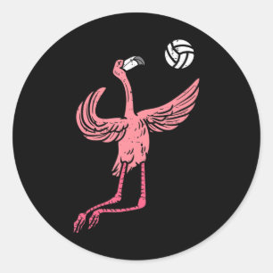 Adesivo Redondo Jogador de Spike Spike de Voleibol Flamingo