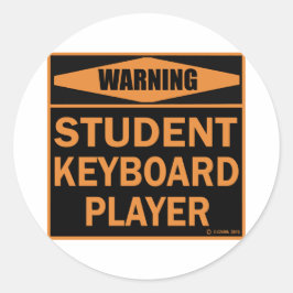 Adesivo Redondo Jogador de Teclado Estudante