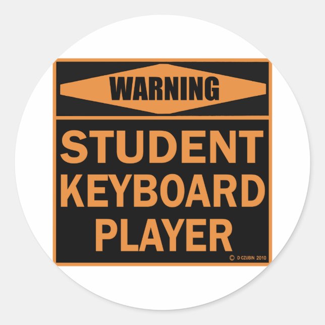 Adesivo Redondo Jogador de Teclado Estudante (Frente)