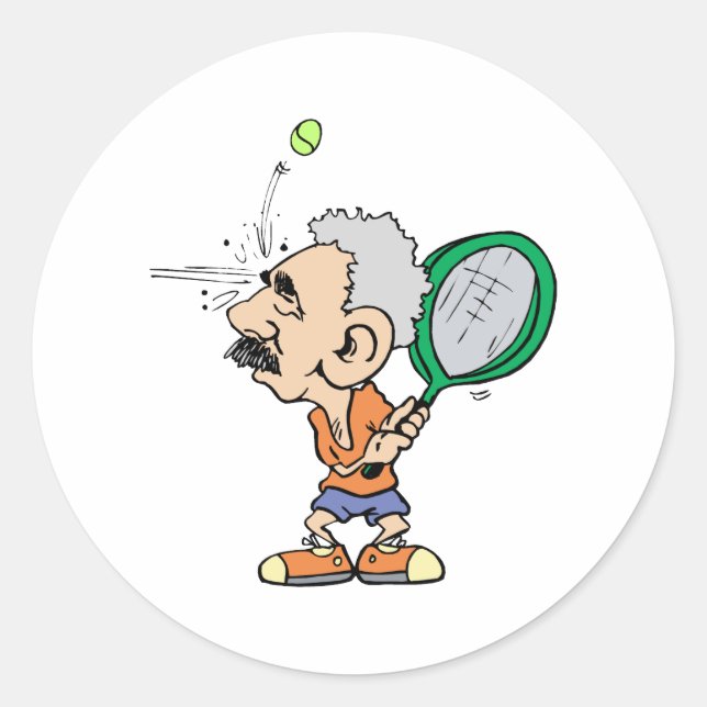 Adesivo Redondo Jogador de Tênis Antigo (Frente)