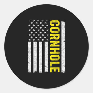 Adesivo Redondo Jogador de Toss Cornhole Flag dos EUA