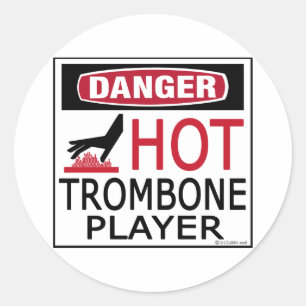 Adesivo Redondo Jogador de Trombone quente