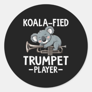 Adesivo Redondo Jogador de Trompete Koalafied - Trompeter Koala Lo