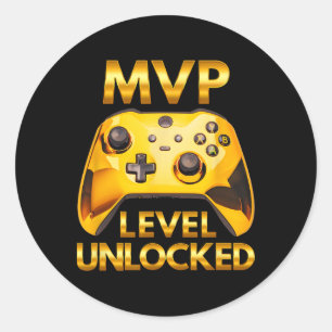 Adesivo Redondo Jogador de Video Game Nível MVP Desbloqueado Doura