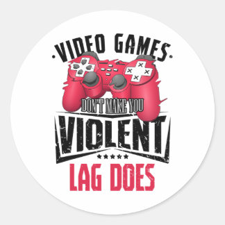 Adesivo Redondo Jogador de Video Games Controlador de Jogos de Com