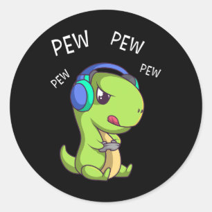 Adesivo Redondo Jogador de Vídeo T-rex Dinossauro para Pew Cute Pe