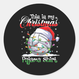 Adesivo Redondo Jogador de Voleibol de Natal Pajama Xmas