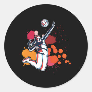 Adesivo Redondo Jogador de Voleibol Esporte