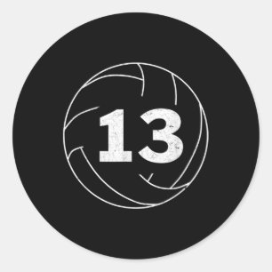 Adesivo Redondo Jogador de Voleibol Jersey Número Treze Gráfico