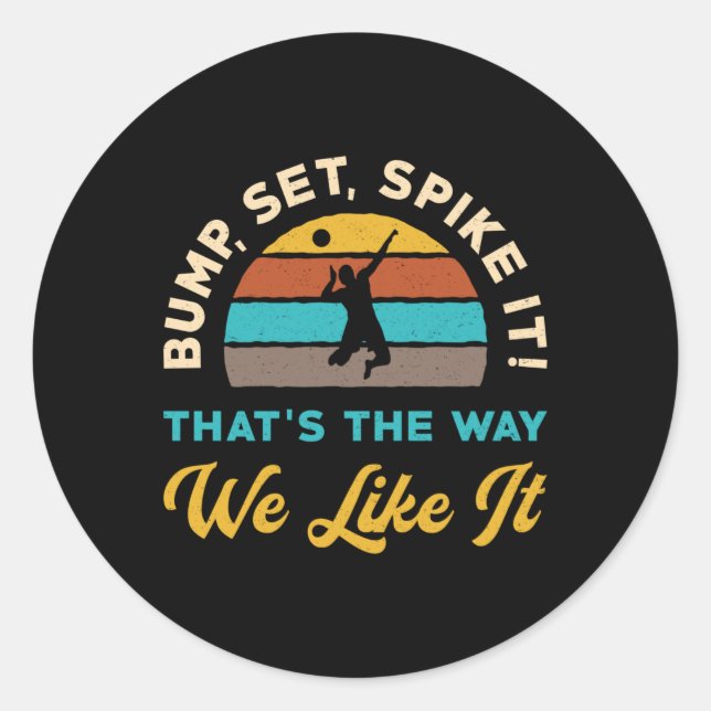 Adesivo Redondo Jogador de Voleibol Jogado De Voleibol (Frente)