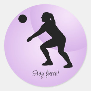 Adesivo Redondo Jogador de Voleibol Mulher Voleibol de Praia