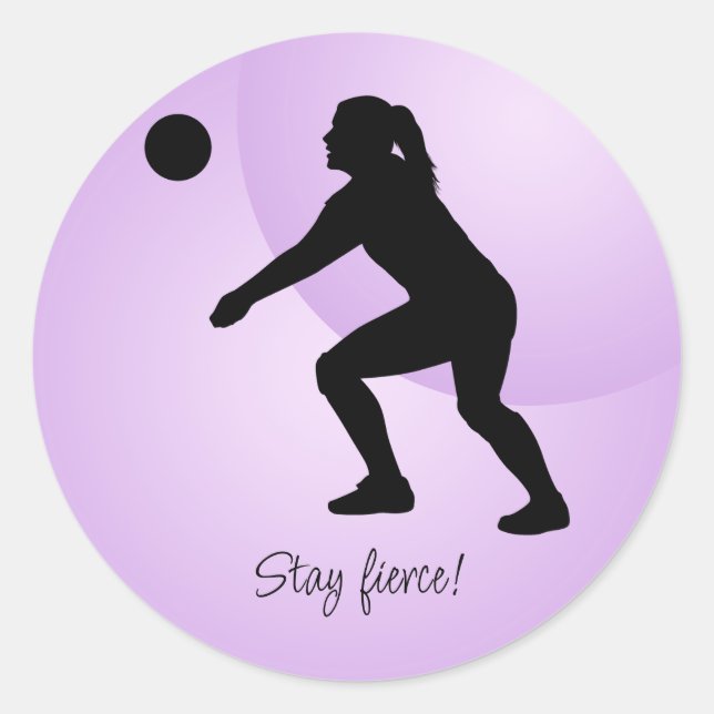 Adesivo Redondo Jogador de Voleibol Mulher Voleibol de Praia (Frente)