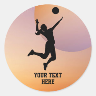 Adesivo Redondo Jogador de Voleibol Mulher Voleibol de Praia
