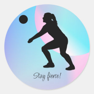 Adesivo Redondo Jogador de Voleibol Mulher Voleibol de Praia