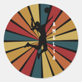 Adesivo Redondo Jogador de Voleibol Mulher Voleibol de Praia