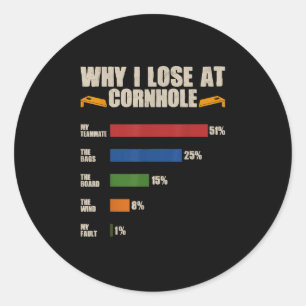 Adesivo Redondo Jogador Engraçado Da Cornhole Por Que Eu Perder Na