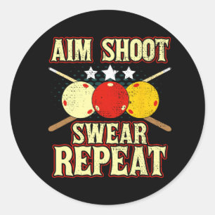 Adesivo Redondo Jogador Funny Billiards Routine Aim Shoot Sweot Re