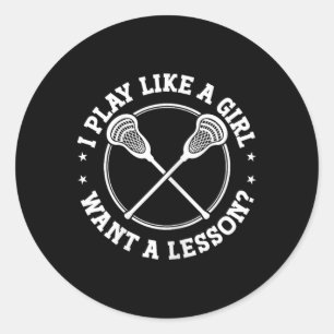 Adesivo Redondo Jogador Lax Eu Toco Como Uma Menina Lacrosse Espor