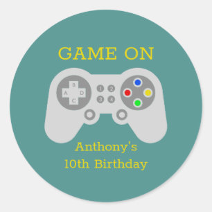 Adesivo Redondo Jogador moderno qualquer Festa de aniversário et
