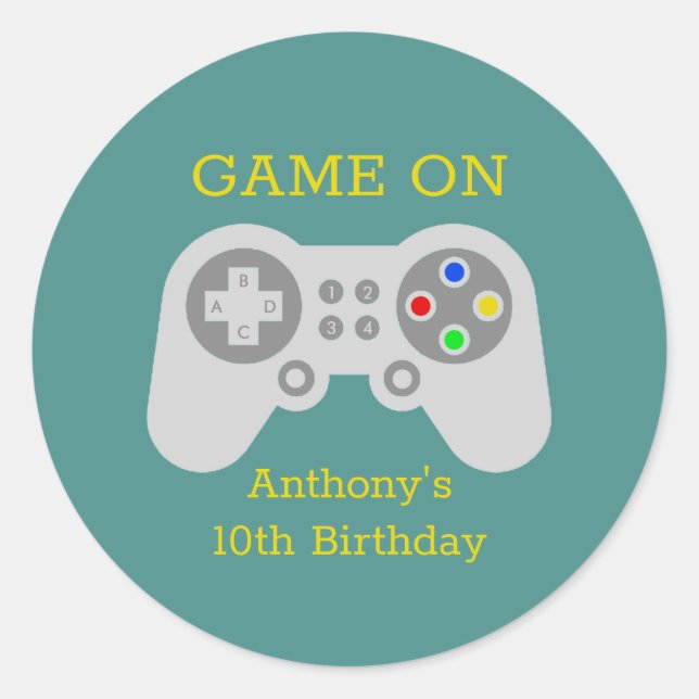 Adesivo Redondo Jogador moderno qualquer Festa de aniversário etár (Frente)