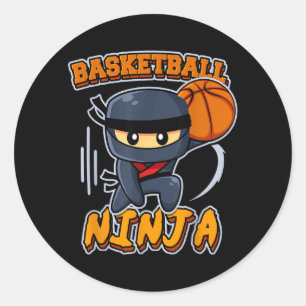Adesivo Redondo Jogador Ninja de Basquete Enterrada Basquete