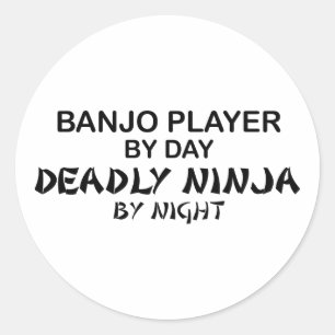 Adesivo Redondo Jogador Ninja mortal do banjo em a noite