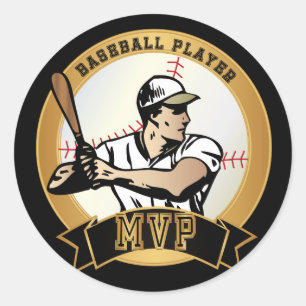 Adesivo Redondo Jogador Retro Baseball