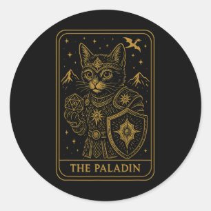 Adesivo Redondo Jogador Rpg Paladino D20 Dados Nerdy Geek Gato Hom