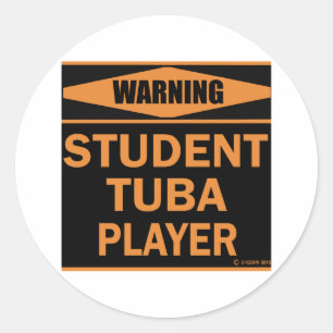 Adesivo Redondo Jogador Tuba Estudante