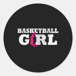 Adesivo Redondo Jogadora de basquetebol Silhouette Sport Gift