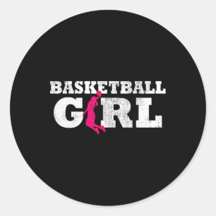 Adesivo Redondo Jogadora de basquetebol Silhouette Sport Gift