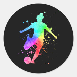 Adesivo Redondo Jogadora de Futebol Feminino Atleta Feminina Cor d