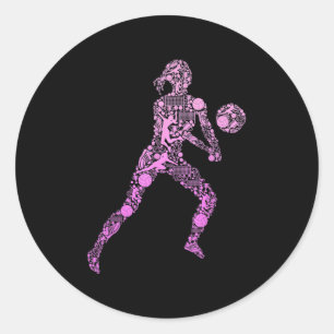 Adesivo Redondo Jogadora de Jovens Mulheres de Voleibol 7