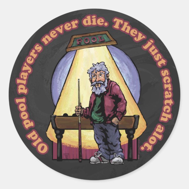 Adesivo Redondo Jogadores antigos de Piscina (Frente)