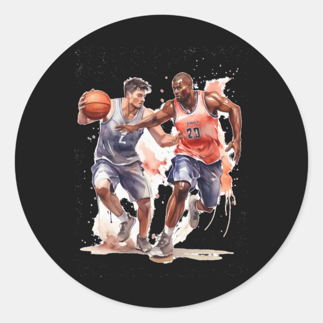 Adesivo Redondo Jogadores De Basquete (Frente)