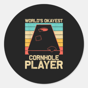 Adesivo Redondo Jogadores De Jogo Engraçado Cornhole Gift Bean Bag