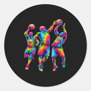 Adesivo Redondo Jogadores de Sketll Tie Dye Coloridos