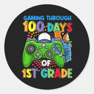 Adesivo Redondo Jogando Através de 100 Dias De citações Video Game