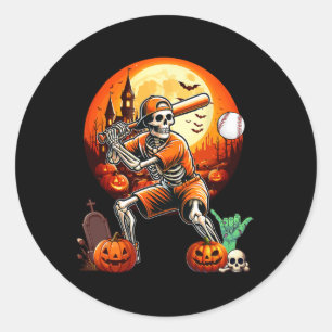Adesivo Redondo Jogando Baseball Jogador de Halloween Trainer Amor