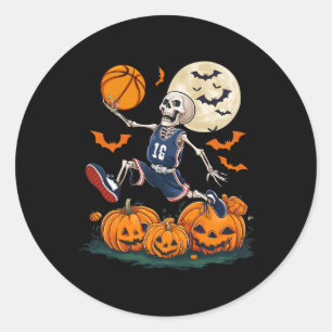 Adesivo Redondo Jogando basquete no Halloween Men
