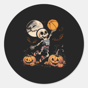 Adesivo Redondo Jogando basquete no Halloween Men
