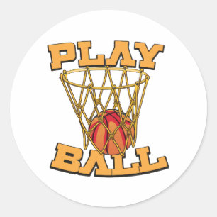 Adesivo Redondo Jogar Basquetebol.