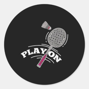 Adesivo Redondo Jogar jogador de badminton esporte stick shuttle r