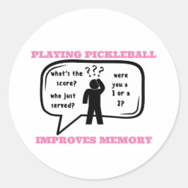 Adesivo Redondo Jogar Pickleball melhora a memória de forma engraç