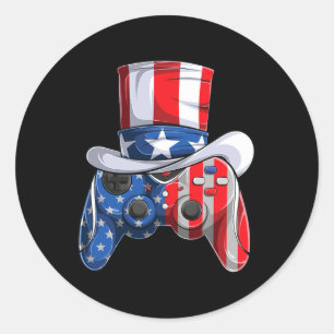 Adesivo Redondo Jogo 4 de julho Controlador American Flag Kids Boy