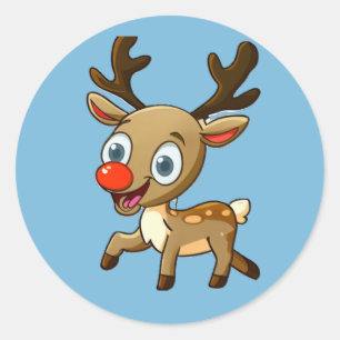 Adesivo Redondo Jogo de animação de Reindeer
