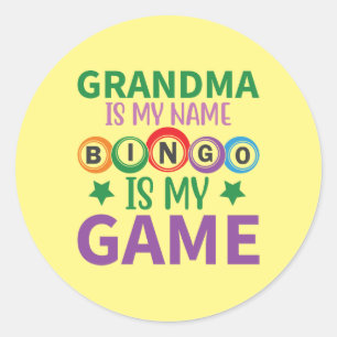 Adesivo Redondo jogo de arte engraçado para vovó bingo