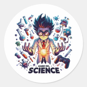 Adesivo Redondo Jogo de Concoção Química Ligado, Tema Ciência