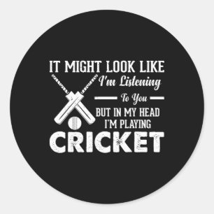 Adesivo Redondo Jogo de Críquete Cricket - Mas Na Minha Cabeça Est