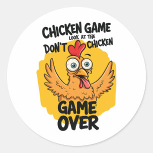 Adesivo Redondo Jogo de frango Não olhe para o Meme de frango engr